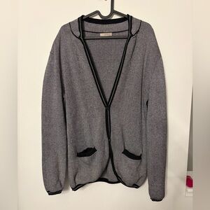 Vintage Burberry Black and Gray Knit Cardigan